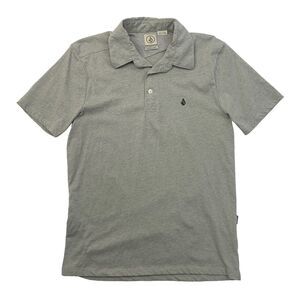 Volcom Polo Shirt Mens S Small Overcast Gray Cotton Blend Collared Preppy Surfer